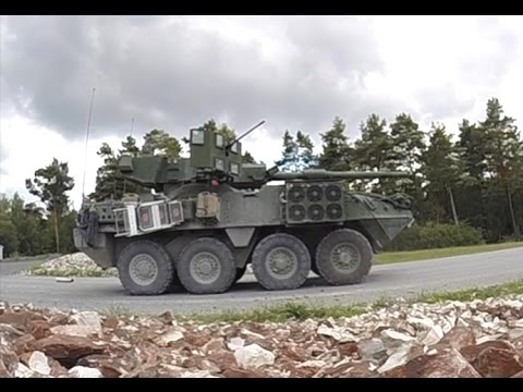 US Army - Stryker 105mm Mobile Gun System Live Firing [480p]