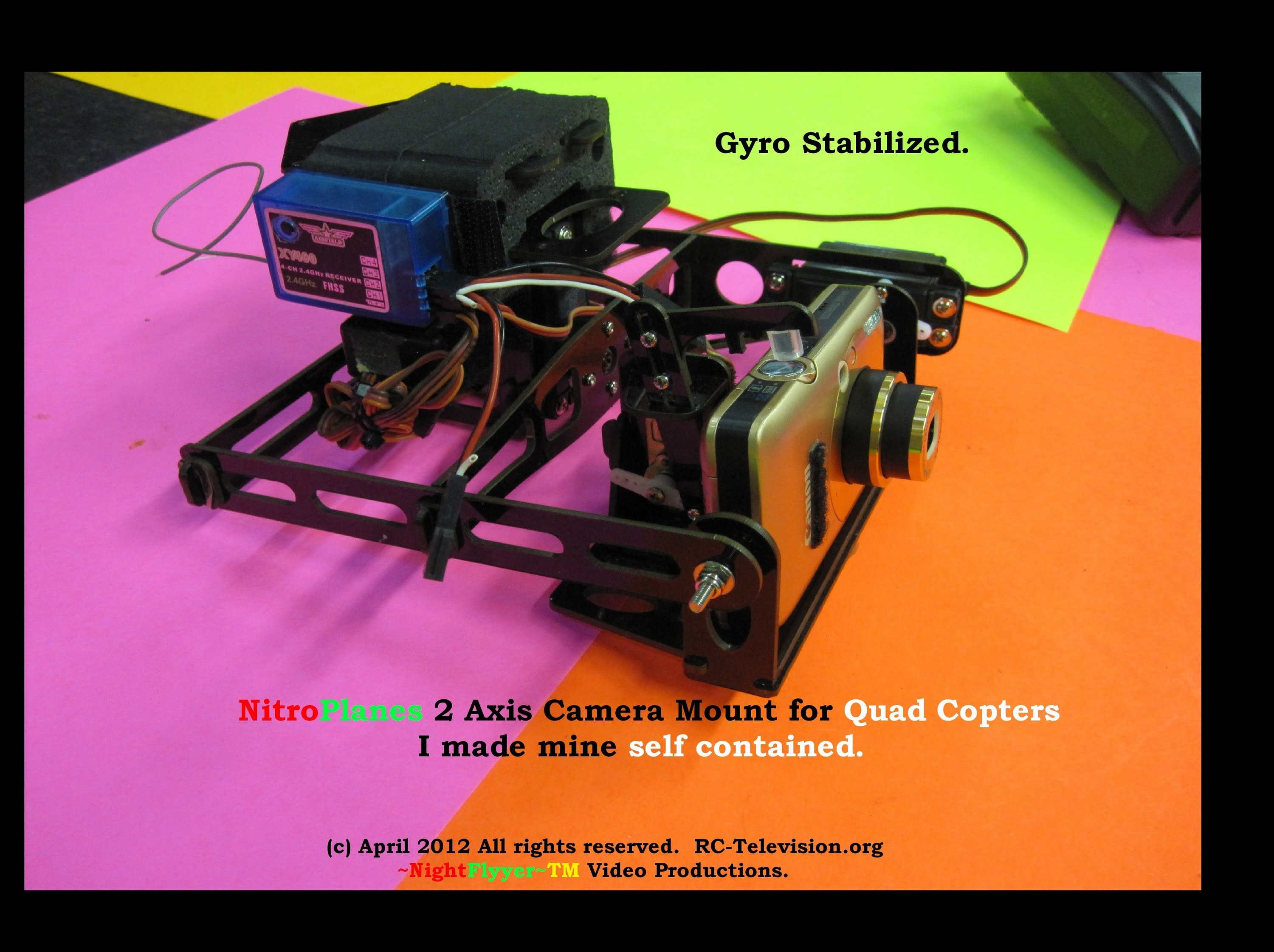 NitroPlanes 2 axis camera mount for Quad Copters.